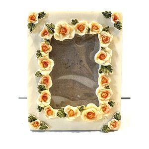 Vintage Cornerstone Creations Small Picture Frame 4" x 3" Embossed Yellow Roses